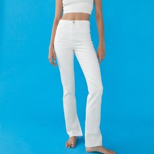 ZARA 1975 White High Waisted Slim Flare Jean NWOT